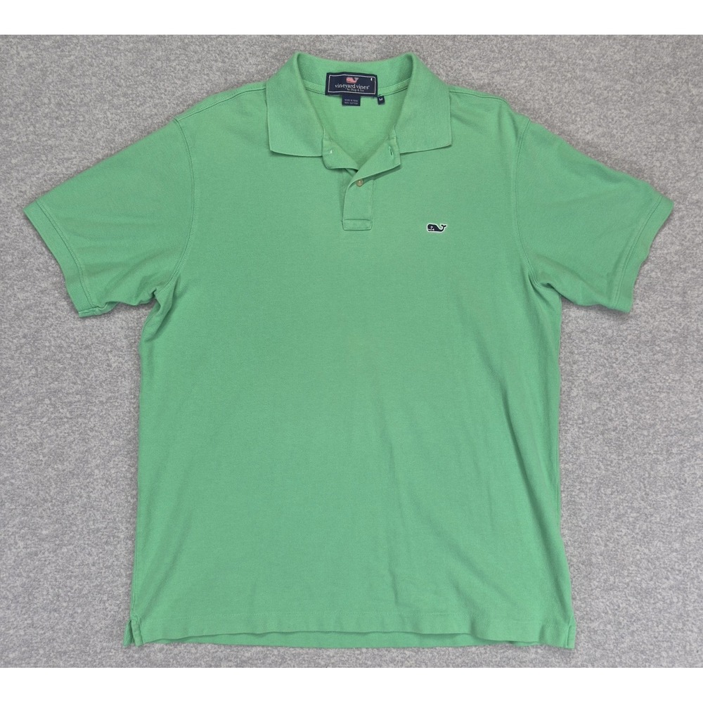 Vineyard Vines Heritage Polo Shirt Mens Medium Green 100% Cotton Pique Classic